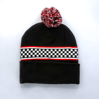 Check Pom-Pom Beanie